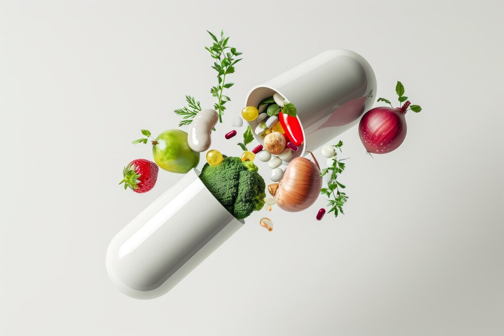 view healthy food incased pill shaped container_23 2151344837